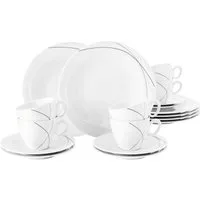 Seltmann Weiden Kaffeeservice Geschirr-Set, Service Trio Highline (18-tlg), 6 Personen, Porzellan, Teller, Tassen, Untertassen, Made in Germany, 18 Teile, für 6 Personen