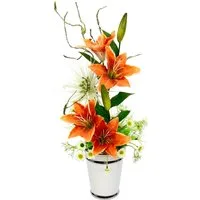 Kunstpflanze Arrangement Lilien in Topf Lilien, I.GE.A., Höhe 53 cm