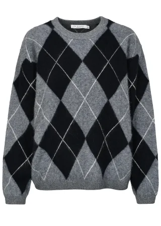 IN LINEA - Rdh. Pullover Argyle flanell mel.?/black? - Gr. - 36