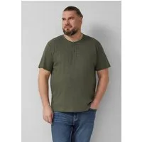 s.Oliver Kurzarmshirt T-Shirt Weiches Henley-Shirt aus Melange-Jersey