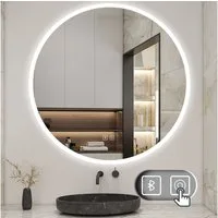 Aica Sanitär Badspiegel Rund Badezimmerspiegel Wandspiegel LED+Dimmbar+Beschlagfrei+Bluetooth