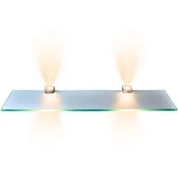 kalb LED Glaskantenbeleuchtung LED Glasregal Hängeregal Wandboard Wandregal Regal beleuchtet, Set - 600mm, warmweiß