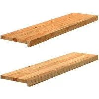 vidaXL Fensterbank Fensterbänke 2 Stk. Hellbraun 100x25x2 cm Massivholz Eiche