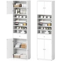 COSTWAY Badkommode, Badezimmerschrank Hochschrank 180 cm weiß