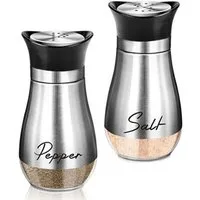 FELIXLEO Salz- / Pfefferstreuer Edelstahl Salz und Pfefferstreuer Set Glasflasche Gewürzspender, (1-tlg)