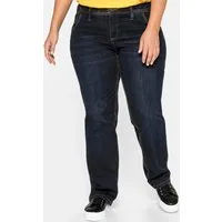 Sheego Bequeme Jeans Stretch-Jeans mit gerader Beinform, individuelle Used-Effekte