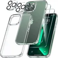 Alpha Electronics Handyhülle 5in1 Hülle für iPhone 14 Pro Max, 2X Schutzglas 2X Kamera Glas 1x Silikonhülle
