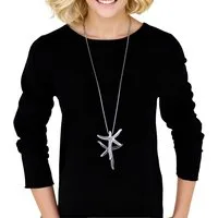 MIRROSI Lange Kette Damen Halskette mit elegantem Anhänger aus Metall ca.90cm lang (perfekt für Pullover, Bluse, Shirt)