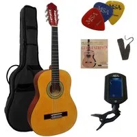 MSA Konzertgitarre C, 3/4 Konzertgitarre im Set, Classic, Nylonsaiten, Tasche, Band, Saiten, 3xPik, Stimmgerät, Lindenholz