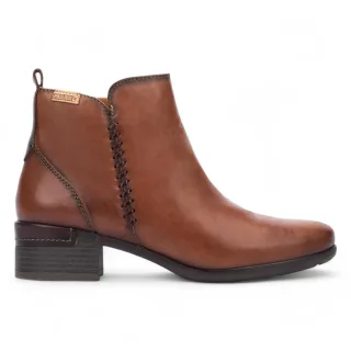 Pikolinos Damen-Stiefeletten aus Cuero-braunem Leder mit Reißverschluss und Absatz - Malaga