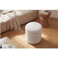 riess-ambiente Sitzhocker VOGUE Ø40cm weiß - Bouclébezug, Stauraum, rund, fertig montiert (Einzelartikel, 1 St), mit Aufbewahrungsfach – ideal für Wohn-, Schlafzimmer & Ankleide