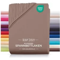 Carpe Sonno Spannbettlaken Heavy Jersey 90x200 100x200 120x200 140x200 160x200 180x200 200x200, Jersey, Gummizug: rundum, (1 Stück), Weiches Spannbetttuch Bügelfrei, Bettlaken 130x200 Nougat Braun
