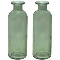 ZauberDeko Dekovase Vase Grün Salbei Dunkelgrün Glas Blumenvase Dekovasen 2 fach sortiert