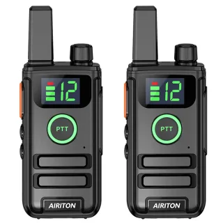 2Pcs AIRITON AI-D1 Walkie Talkies UHF 400-470MHz Dual PTT Ultra Slim Type-C Rechargeable LED DisplayVOX Wireless Frequen