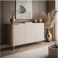 ALLHOUSE24 Kommode LINE Kaschmir mit goldenen Details, Push Open, abgerundeten Seiten (1x Kommode), Breite 140 cm