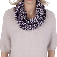 MIRROSI Loop Damen Schal aus Musellin, Made in Italy 70x20cm, Leo, Schlauchschal, (Zweimal um den Hals wickelbar, ca.70x20cm), Damen Halstuch ideal für Frühling, Sommer oder Herbst