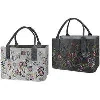 GILDE Einkaufsshopper Hochwertige Filztasche mit 3D-Blumenmuster - Hellgrau oder Dunkelgrau