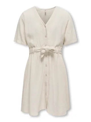 KIDS ONLY - KOGSIESTA S/S LINEN BLEND BELT DRESS PNT Moonbeam - Gr. - 158