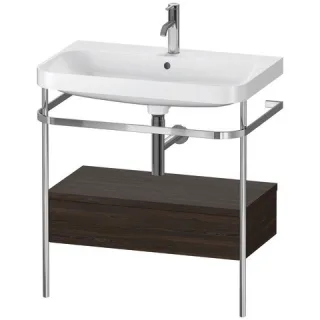 Duravit Happy D.2 Plus c-shaped Set mit Metallkonsole und Schubkasten Nussbaum gebürstet Matt 775x49 HP4842O6969