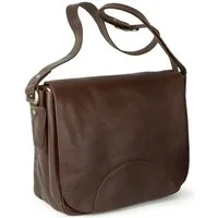 Hamosons Handtasche Damen-Handtasche Größe M Retro-Look Leder Kastanie-Braun Hamosons 577