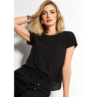 MADELEINE Shirtbluse Sommerbluse mit Reißverschluss Schlichtes Jerseyshirt mit Rundhalsausschnitt und Kurzarm