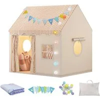 SEHAUSEU Spielzelt Kinderzelt Spielhaus mit Bodenmatte, Lichterkette und Wimpelkette