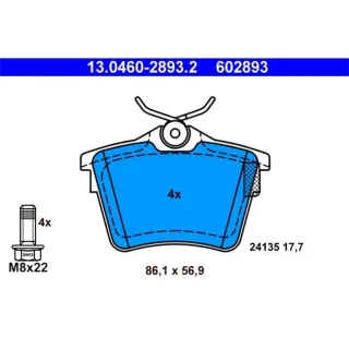 ATE Bremsbel?ge hinten Citroen C5 Peugeot 407 607