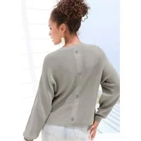 LASCANA Rundhalspullover mit Zierknöpfen hinten, lockerer Strickpullover