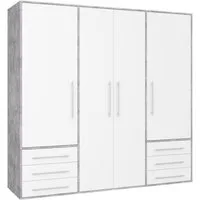 FORTE Drehtürenschrank Mokkaro, Kleiderschrank,zeitloses Design, 4 türig viel Stauraum, Schubladen, Stangengriffe, Made in Europe