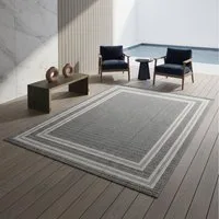 KADIMA DESIGN Outdoorteppich LIRIA Wetterfest UV-Beständig Balkon Waschbar Strapazierfähig, Läufer, Höhe: 7 mm, Grau, 60x100 cm, Balkonteppich Robust Waschbar