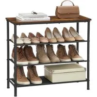 VASAGLE Schuhregal Schuhschrank, 4/5Ebenen, Stoffablagen, große Oberfläche für Taschen, Metall,für Flur
