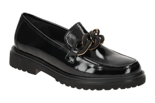 Gabor 52.554.97 elegante Slipper Halbschuhe Schwarz Deko-Kette Echtleder