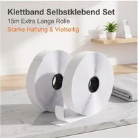 SURFOU Klettband Klettband selbstklebend extra stark 15m x 20mm Haushalt Büro