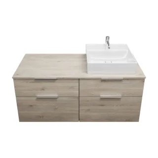 Burgbad Keramik Waschtisch-Set Eqio Eiche Dekor Flanelle/Alpinweiss, SGUS140RF2632C0001 SGUS140RF2632C0001