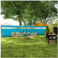 Outsunny Windschutz 4 Paneele mit Sichtfenster, Tragetasche, (faltbar Sichtschutz, 3 tlg., Sonnenschutz), für Camping Garten, Strand, Terrasse 725 x 140 cm Blau