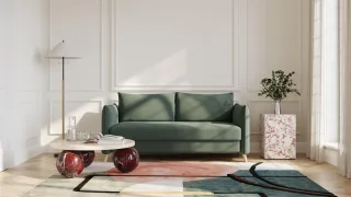 BRUNO Schlafsofa 160cm in Grün | Pillow | stabiles Massivholz & Boxspringkomfort