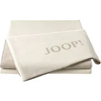 Wohndecke J! UNI DOUBLEFACE, 150 cm x 200 cm, Ecru, Taupe, JOOP!, mit Zierstich, Made in Germany