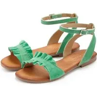 LASCANA offener Schuh, Sandale Sandalette, Sommerschuh aus hochwertigem Leder mit kleinen Rüschen