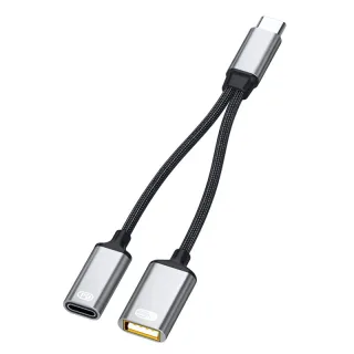 2 in 1 Type-C Cable Splitter USB-C to USB2.0 PD3.0 Adapter OTG Convertor for Laptop Computer Phone