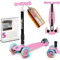KINNAZ Dreiradscooter ab 5 Jahre, LED Räder, Höhe flexibel, faltbar, Roller Scooter Garantie, (Kinderroller, Kinnaz Two), faltbar, höhenverstellbar, LED Räder, Ersatzteilservice, aus Hamburg