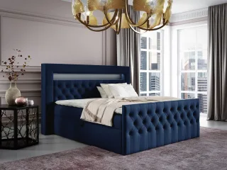 Boxspringbett Schlafzimmerbett ERNESTO Nr.1 140x200cm in Elisa Velvet Blau
