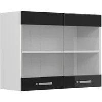 Vicco Glashängeschrank R-Line, Schwarz Hochglanz/Weiß, 80 cm (1-St)