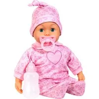 Bayer Babypuppe First Words Baby, 38 cm, Schafe rosa (3-tlg), mit Schlafaugen und Babygeräuschen