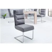 riess-ambiente Freischwinger COMFORT vintage grau / silber, Esszimmer · Microfaser · Edelstahl · Industrial