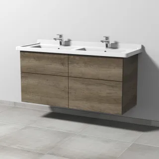 Sanipa 3way Waschtischunterbau zu Duravit Starck 3 Waschtisch mit 4 Auszügen, Eiche-Nebraska SM71337