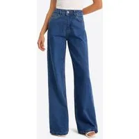 Imily Bela Loose-fit-Jeans Damen Hochgeschnittene Jeans mit weitem Bein (Packung, 1-tlg., 1per-Pack) aus Baumwolle