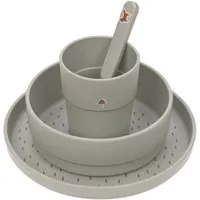LÄSSIG Kindergeschirr-Set Little Forest, Fuchs (4-tlg), 1 Personen, Polyethylen, Zellulose, mit Teller, Schale, Becher und Löffel