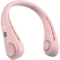 FELIXLEO Mini USB-Ventilator Wearable Bladeless Nackenventilator 720° Luft 5Stufen Pink.