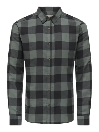 ONLY - ONSGUDMUND LS CHECKED SHIRT NOOS 202232014_Balsam_Green/JET_BLACK - Gr. - L