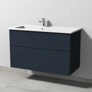 Sanipa 3way Keramik-Set Venticello Keramik-Waschtisch und Unterbau mit 2 Auszügen, Marine-Matt SP3251R